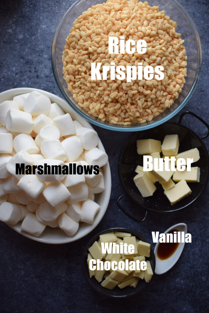 Ingredients to make Halloween Rice krispie treats.