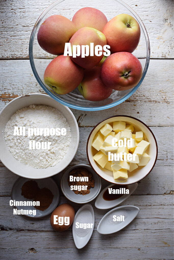 Ingredients to make mini apple pies.