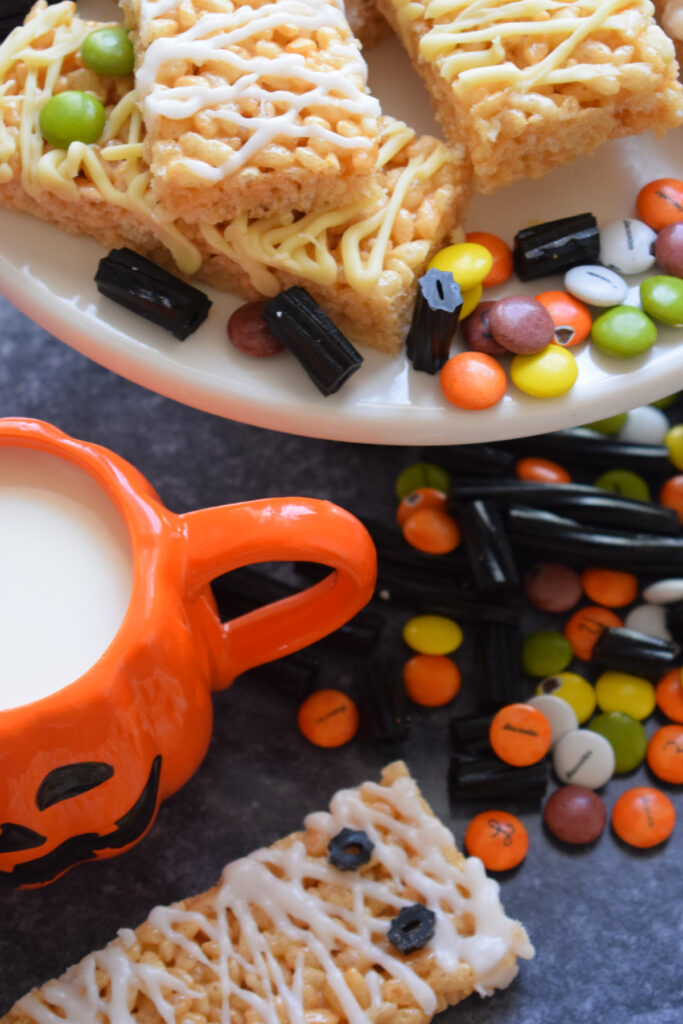 Halloween treats with a mug and candy.