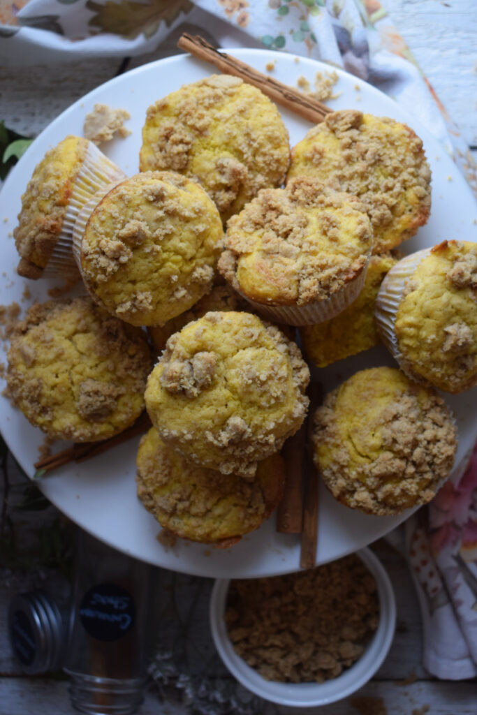 Pumpkin Muffins on a serving tray.