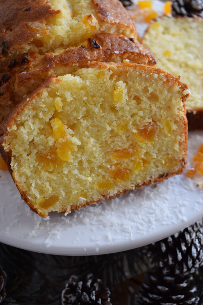 Close up of Apricot Loaf Cake