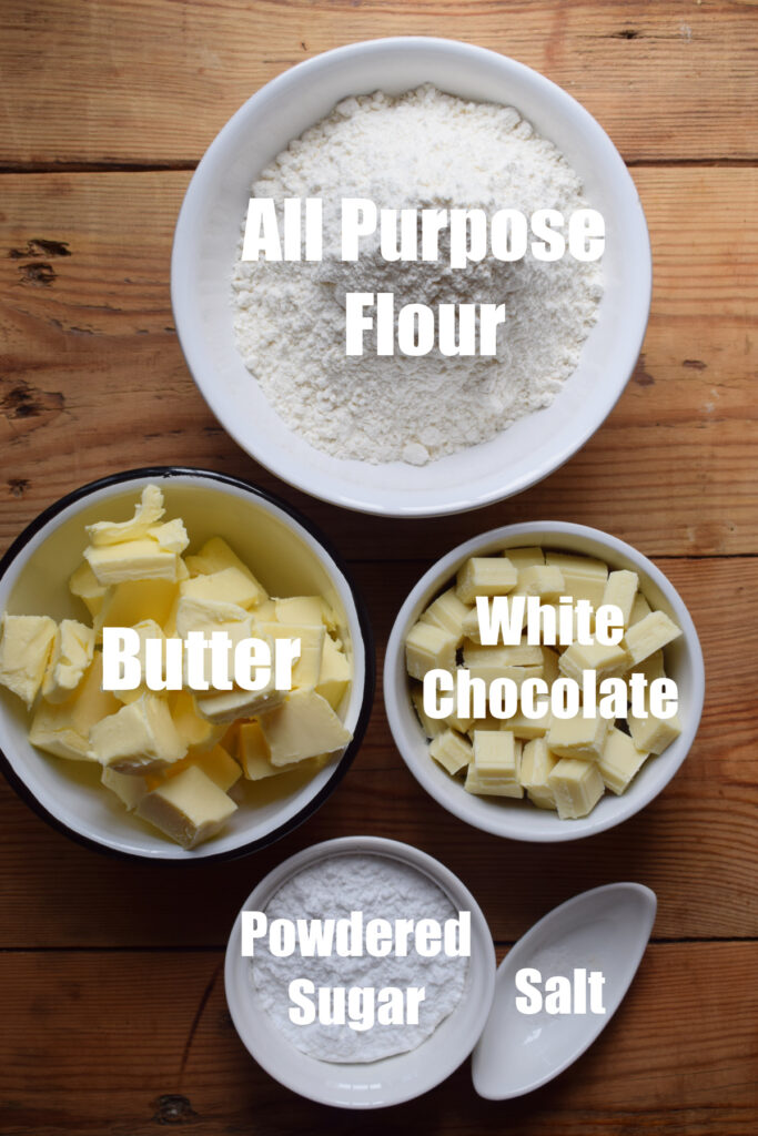 Ingredients to make shortbread cookies.