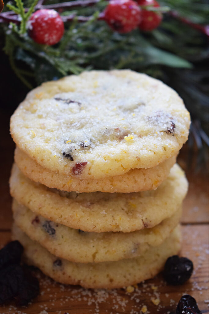 A stack of orange cranberry cookies.