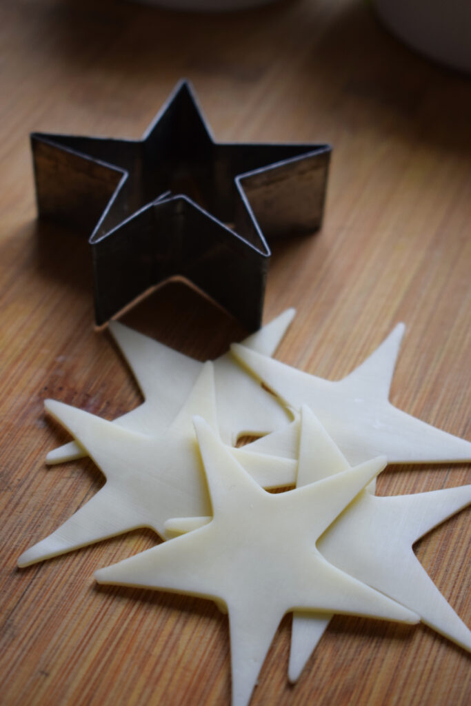 Cheese cut into star shapes.