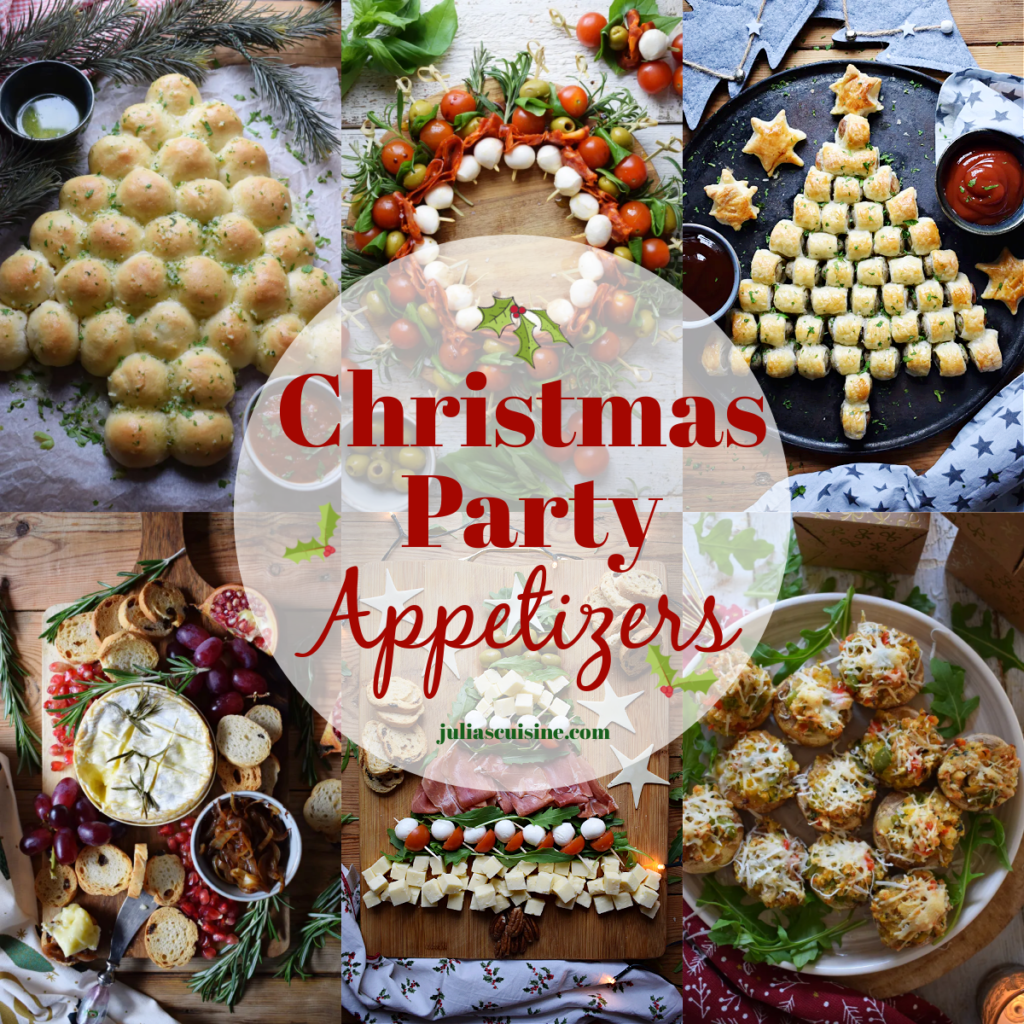 A image collage of Christmas appetizers.