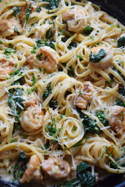 Creamy Shrimp Pasta with Spinach - Julia's Cuisine