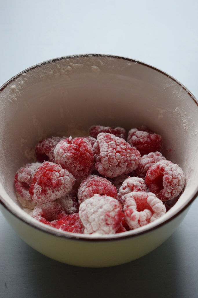Raspberries in a bowl.