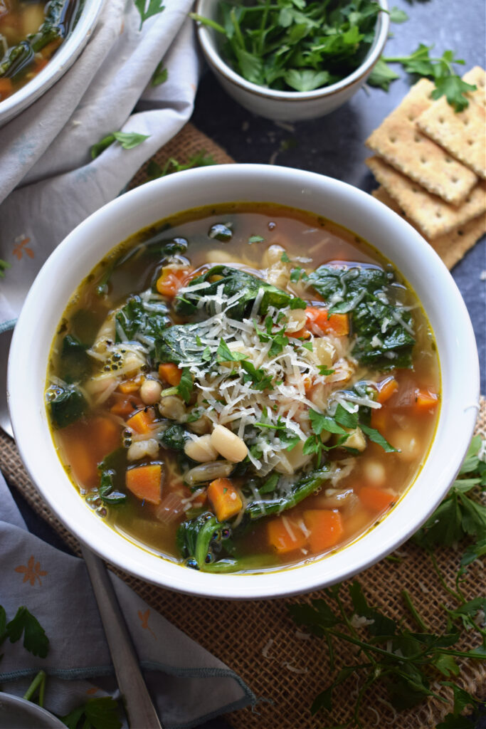 White Bean soup in a bowl.