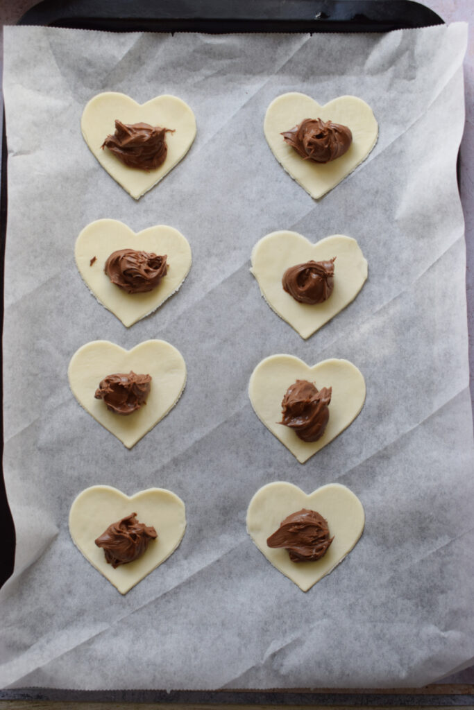 Hearts topped with nutella.