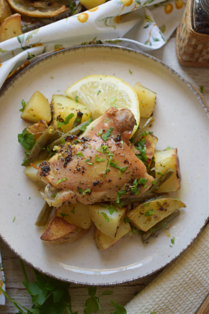 Lemon chicken with potatoes.