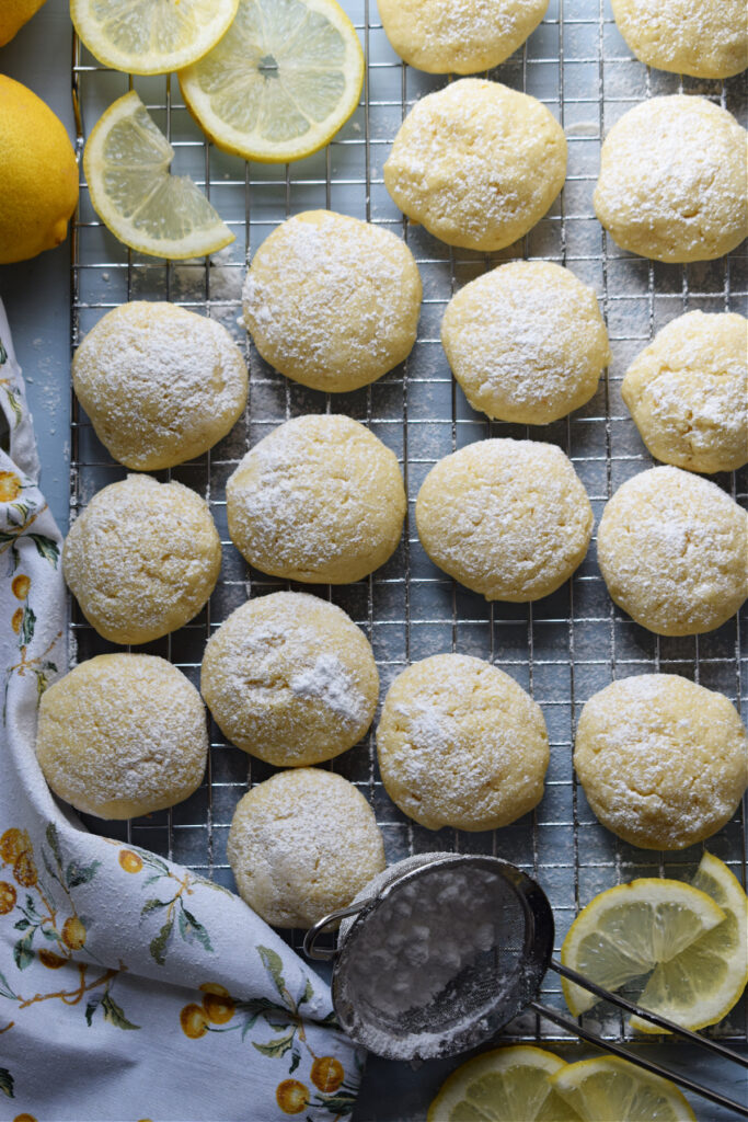 Lemon cookies on a baking tray.