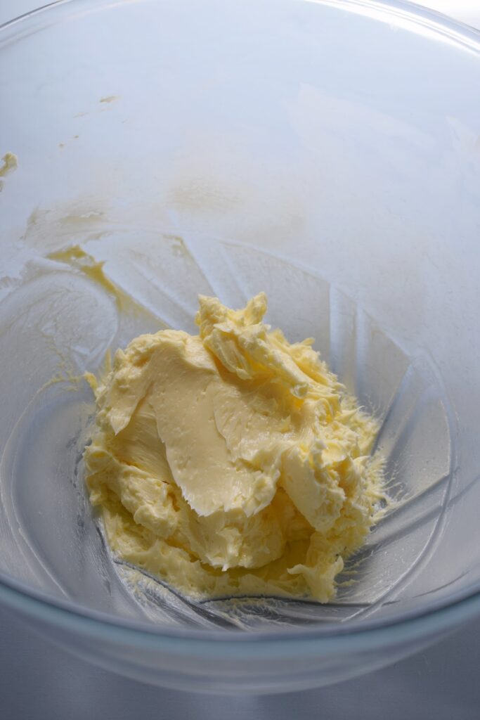 Butter in a glass bowl.