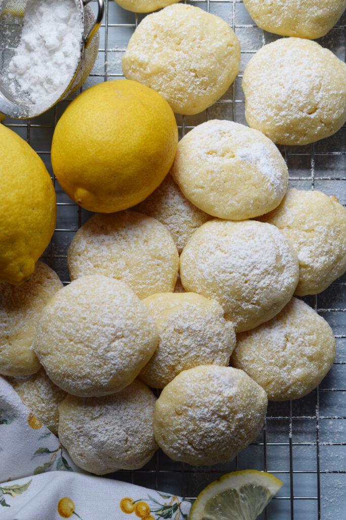 Lemon ricotta cookies with lemons.