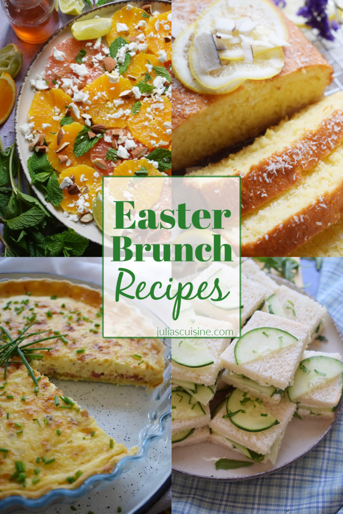 Photo collage of easter brunch recipes.