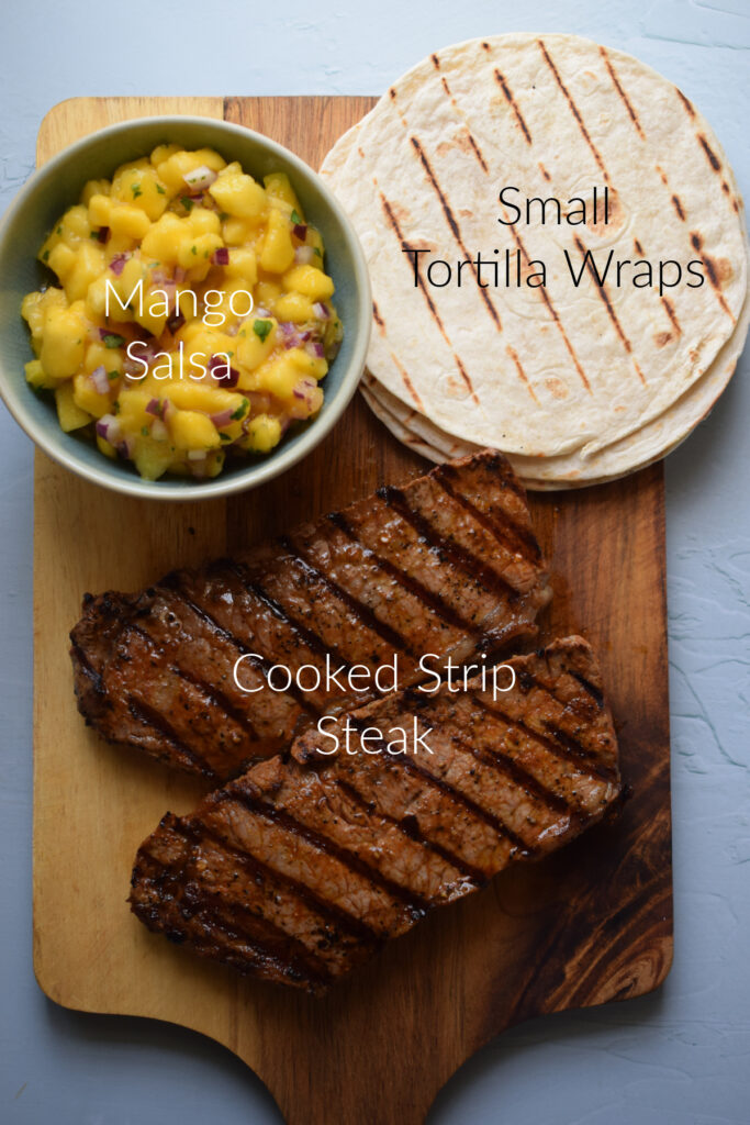Ingredients to make steak tacos.