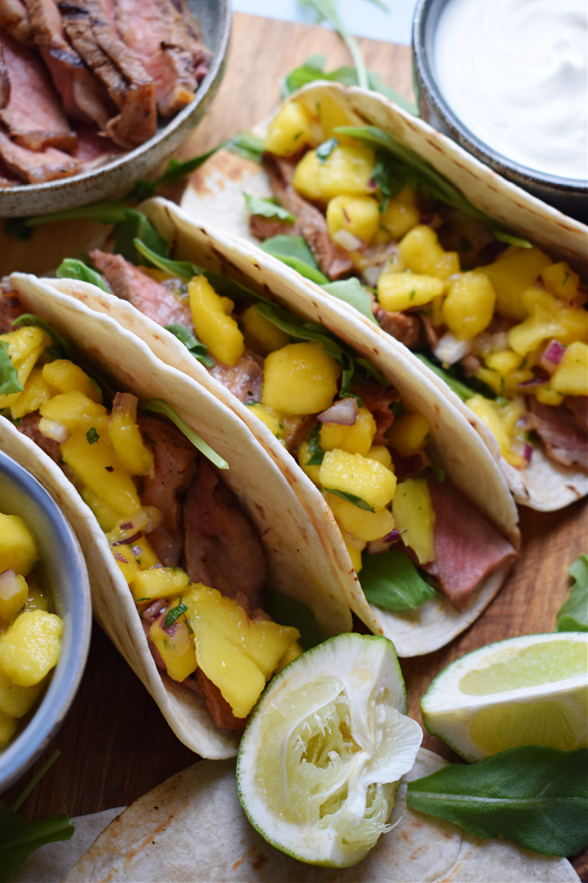 Sriracha Beef Tacos with Mango Salsa - Julia's Cuisine