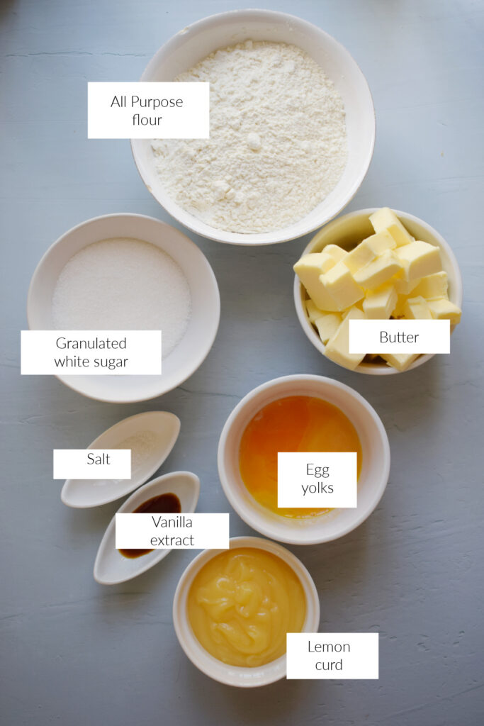 Ingredients to make lemon curd cookies.