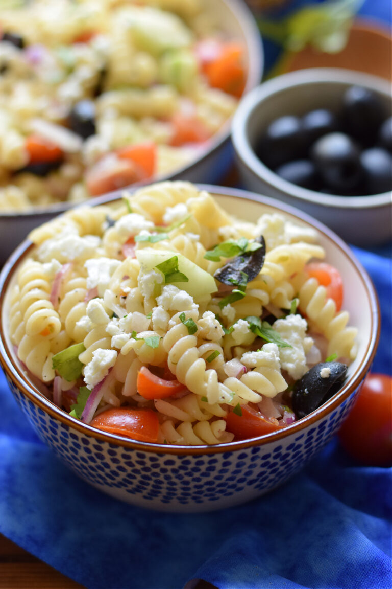 Greek Style Pasta Salad - Julia's Cuisine