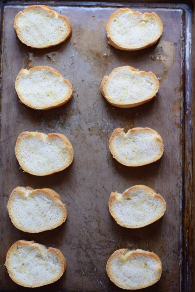 crisp bread on a baking tray.