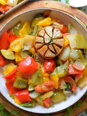 Mediterranean vegetables in a bowl.