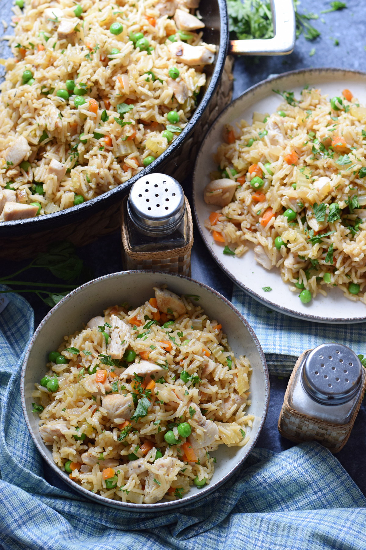 Skillet Chicken and Rice with Peas - Julia's Cuisine