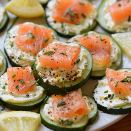 Smoked Salmon Cream Cheese Cucumber Bites - A Fork's Tale