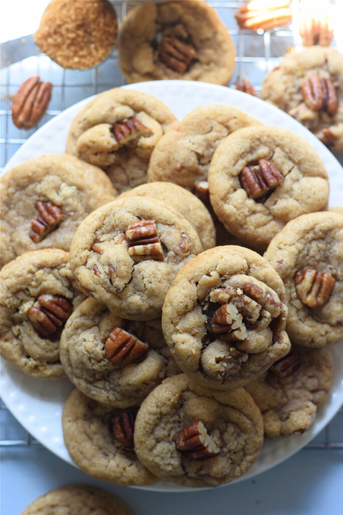Pecan cookies on a plate.