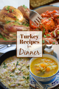 Photo collage of turkey recipes for dinner.