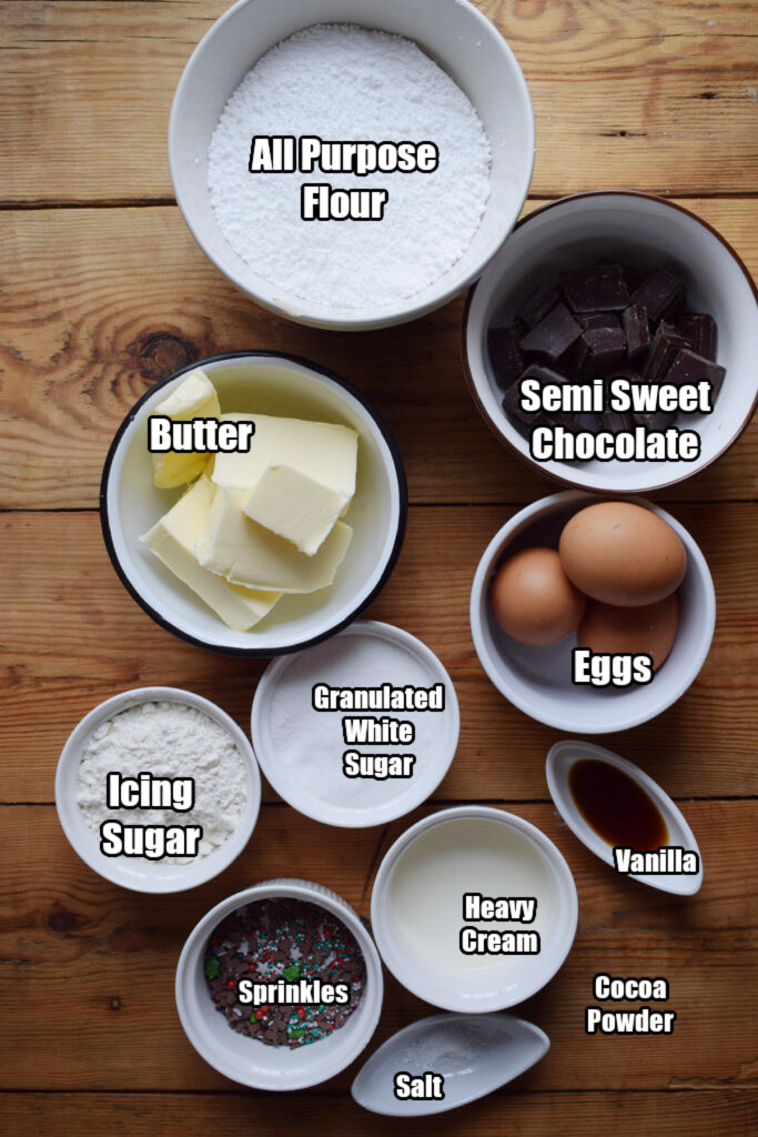Ingredients to make Christmas brownie bites.