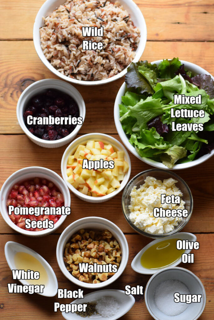 Ingredients to make the wild rice salad.