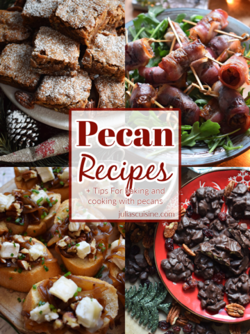 Collage of pecan recipes.