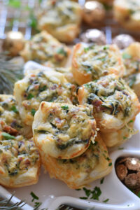 Close up of spinach puffs.