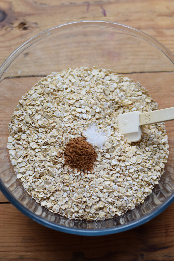 Oats in a glass bowl.