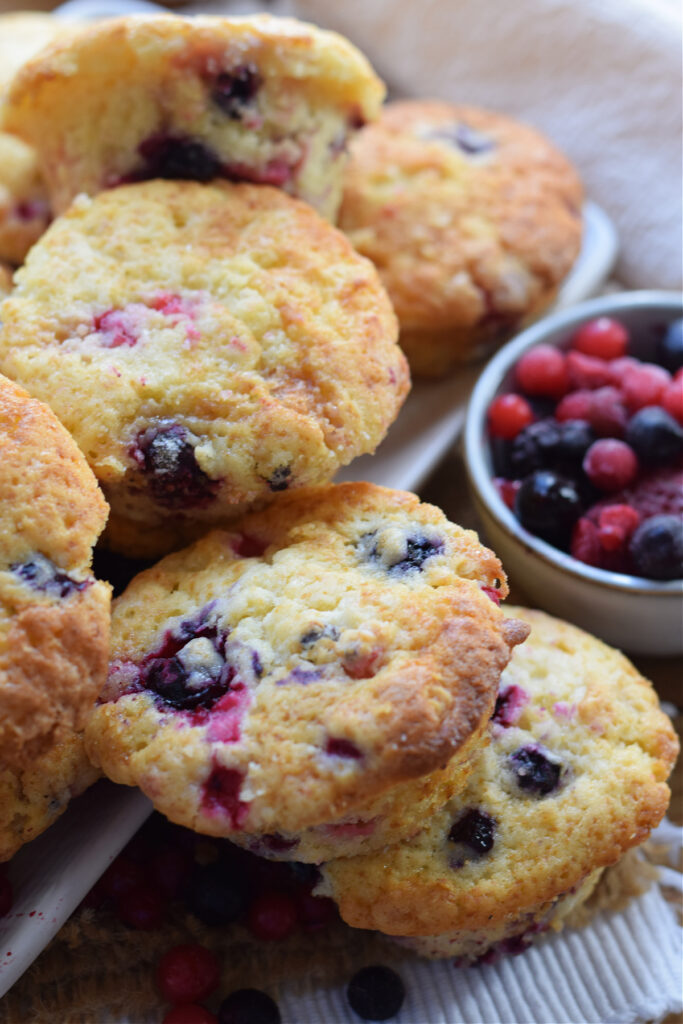 Close up of berry muffins.