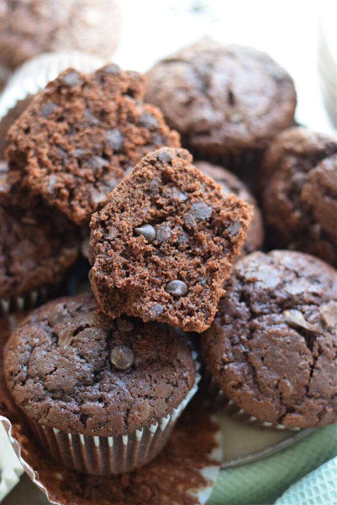 Close up of chocolate muffins.