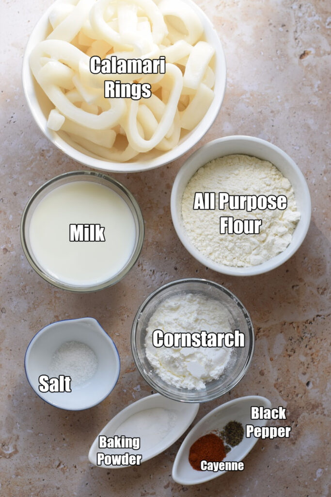 Ingredients to make calamari.