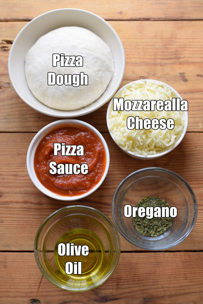 Ingredients to make pizza pocket bites.