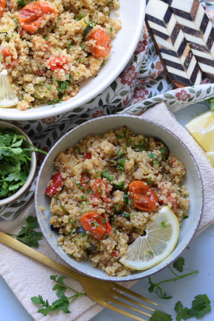 Roasted vegetable quinoa.