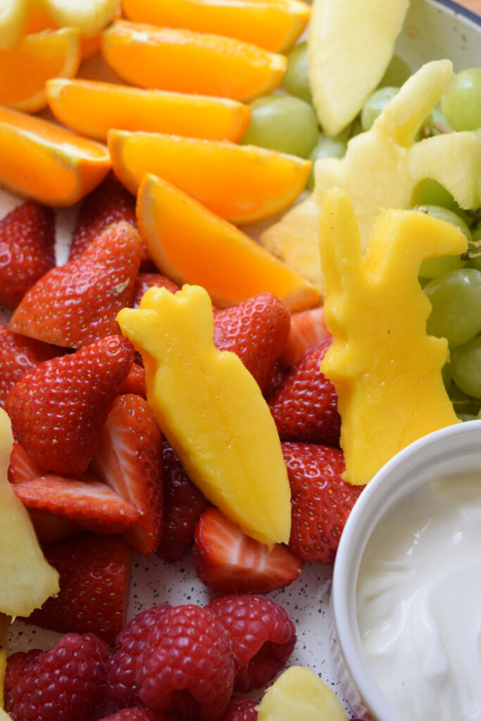 Close up of fresh fruit platter.