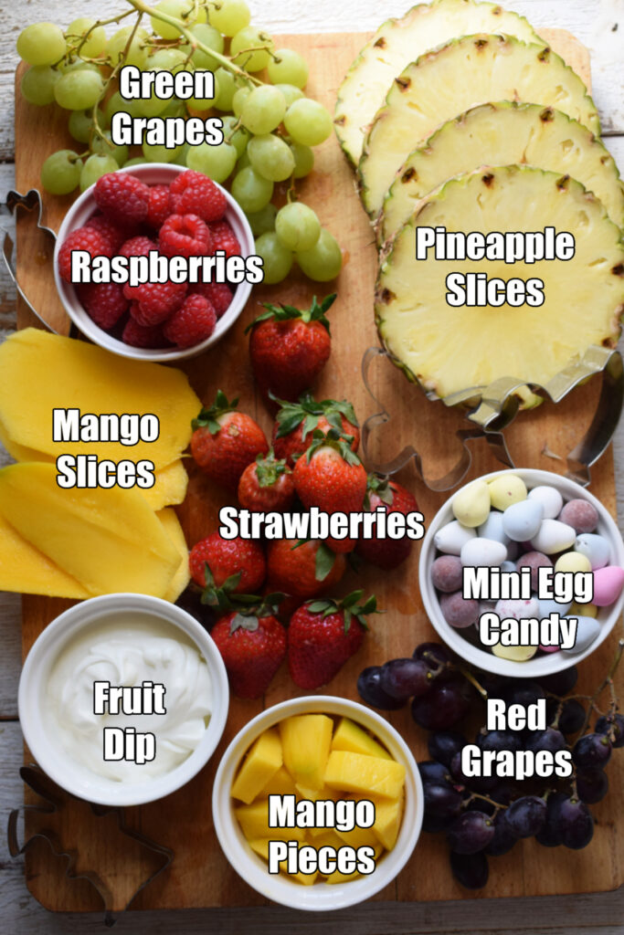 Ingredients to make an Easter fruit platter.