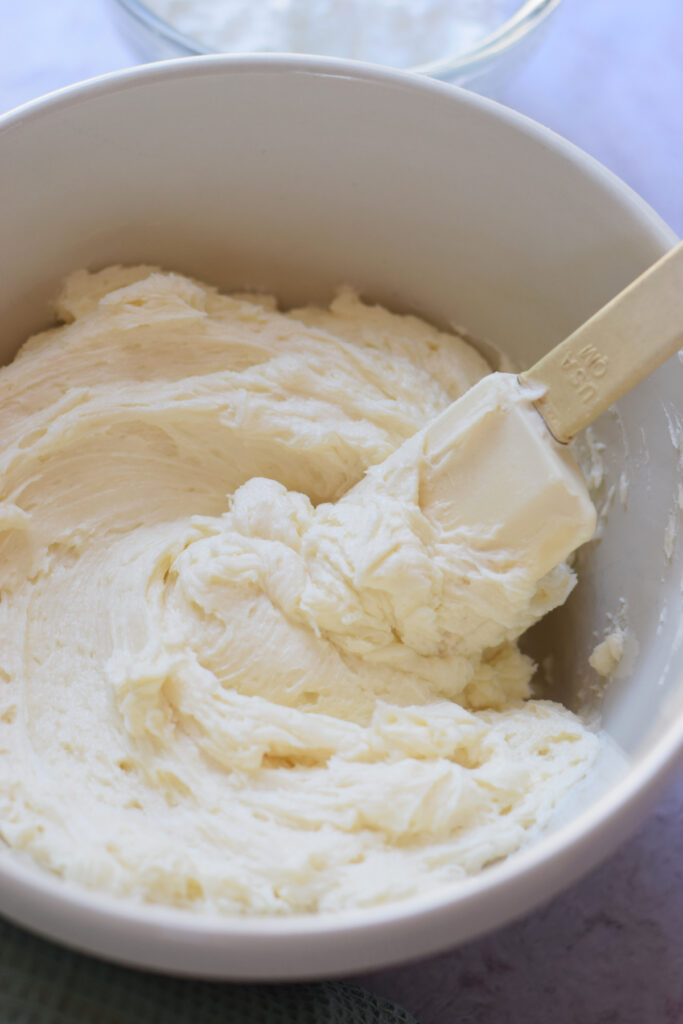 Close up of whipped buttercream frosting.