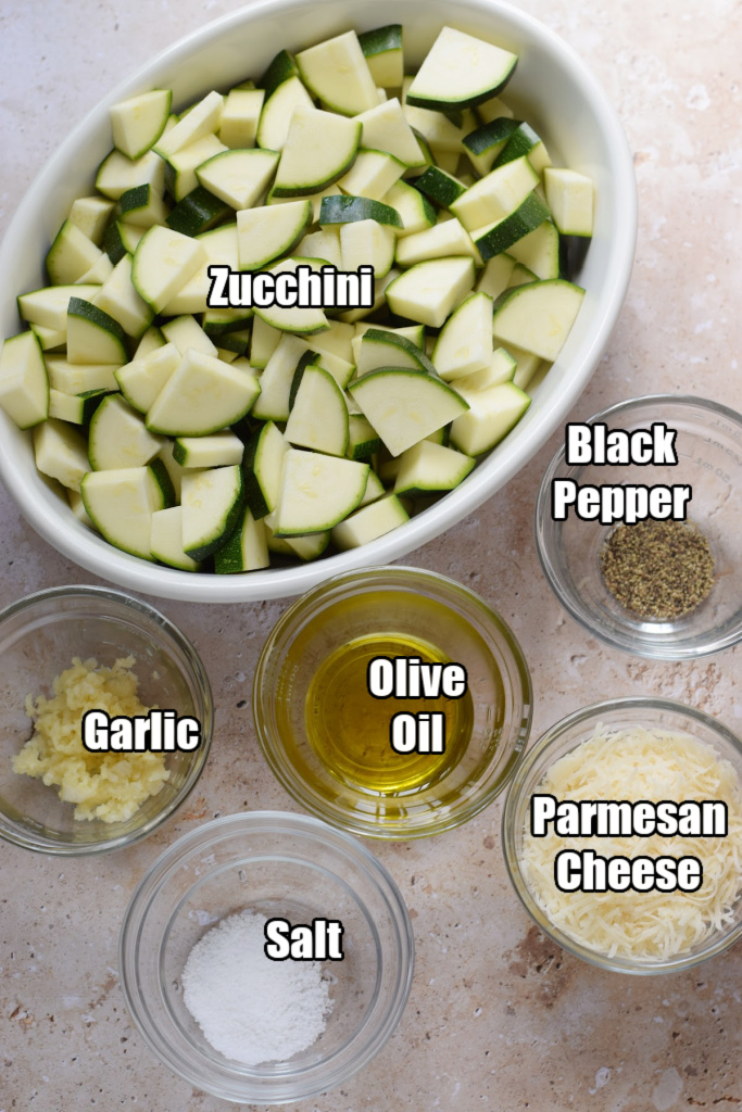 Ingredients to make parmesan topped zucchini.
