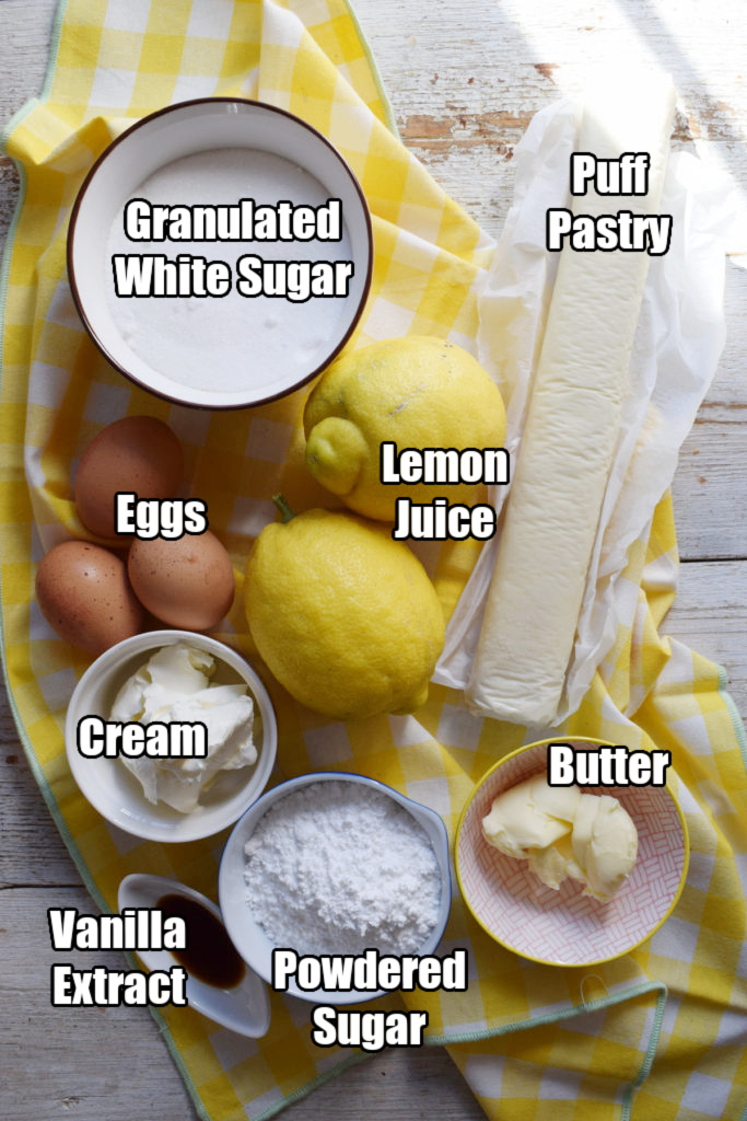 Ingredients to make lemon cream cheese turnovers.