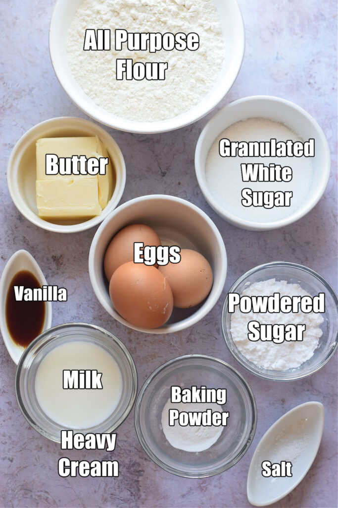 Ingredients to make vanilla cupcakes.