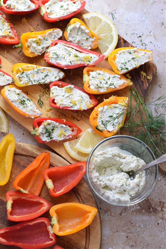 Stuffed peppers with mascarpone, dill and lemon.