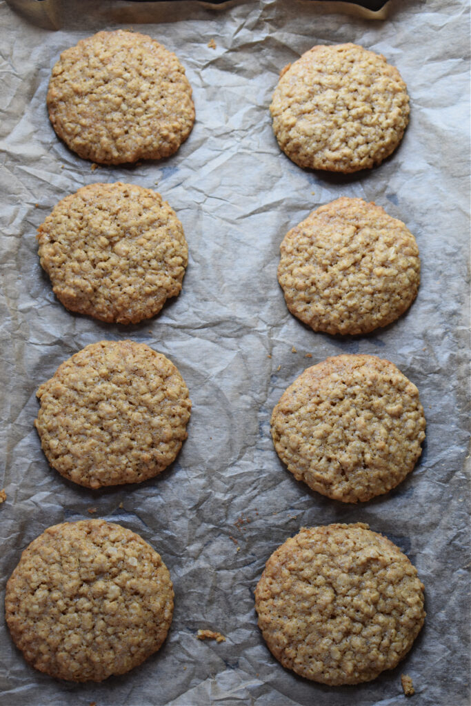 Baked cookies on a tray.