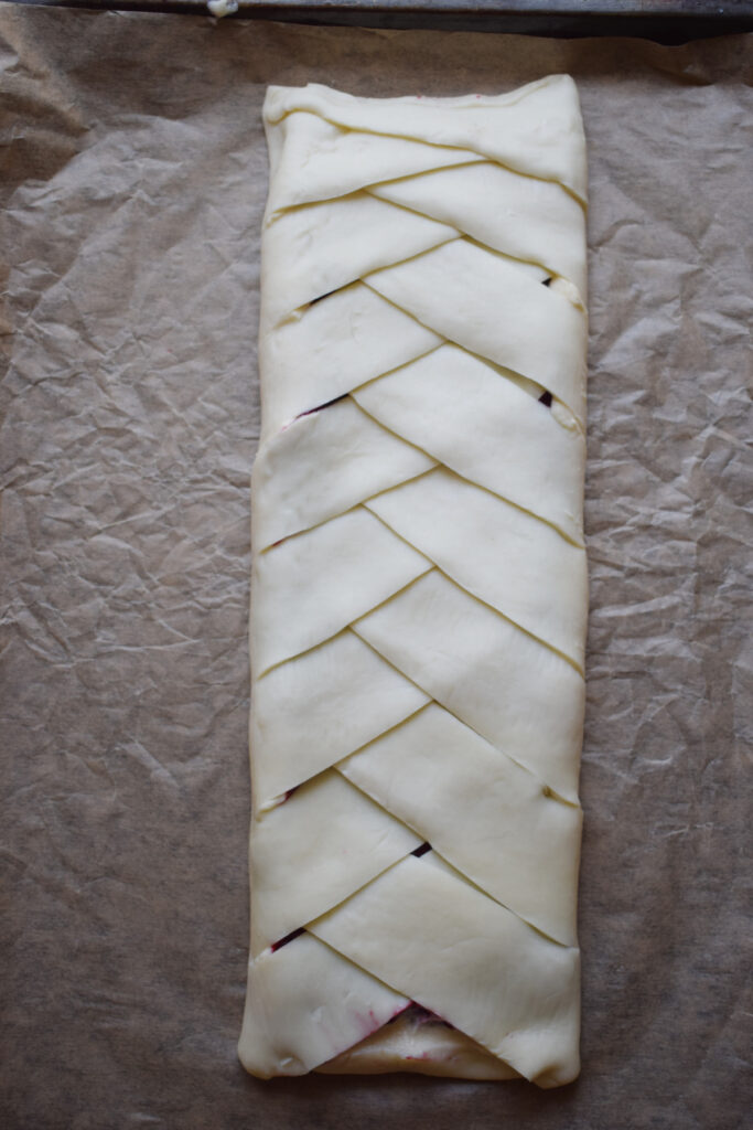 Ready to bake pastry braid.