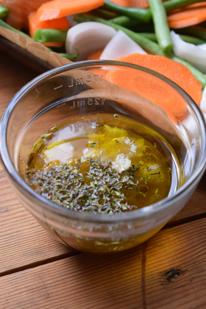 Marinade in a small glass bowl.