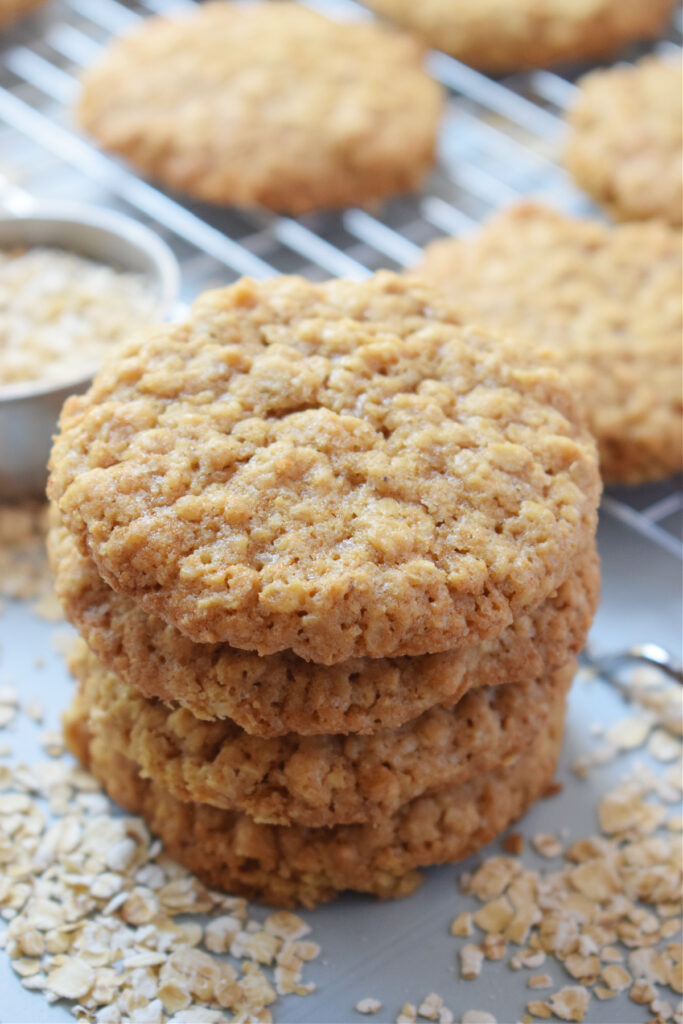 A stack of oatmeal cookies.