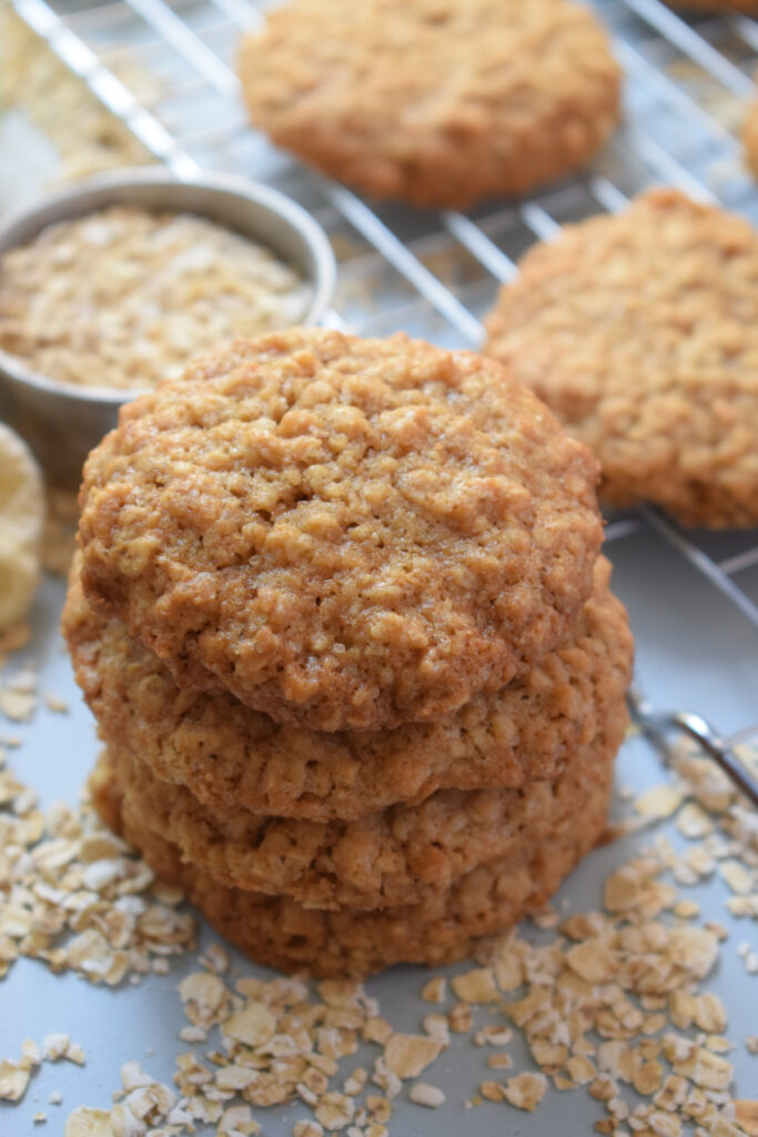 A stack of brown sugar oatmeal cookies.